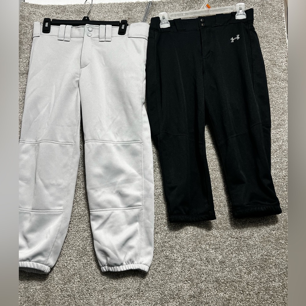 Mizuno Under Armour Woman’s Teen Softball Athletic Pants 2 pair Size Medium